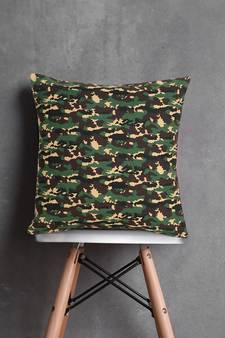 Mezposh Nomad Multi Cotton Canvas Camouflage Print Cushion Cover (16"x16")
