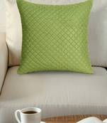 Mezposh Rasta Parrot Green Polyester Checked Quilted Cushion Cover (16"x16")