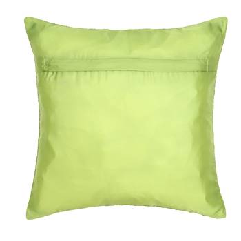 Mezposh Rasta Parrot Green Polyester Checked Quilted Cushion Cover (16"x16") 2