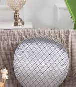 Mezposh Rasta Grey Satin (Polyester) Checked Quilted Cushion Cover (14")