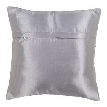 Mezposh Rasta Grey Satin (Polyester) Checked Quilted Cushion Cover (14"X14") 2