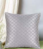 Mezposh Rasta Grey Satin (Polyester) Checked Quilted Cushion Cover (16"X16")