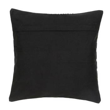 Mezposh Acoustic Black White & Multi Cotton Jacquard Quirky Pompom Cushion Cover (16"x16") 2