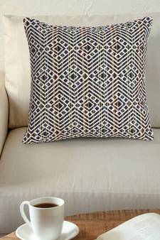 Mezposh Acoustic Natural & Multi Cotton Jacquard Textured Cushion Cover (16"x16")