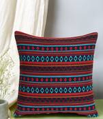 Mezposh Stave Navy & Multi Acrylic Jacquard Textured Cushion Cover (16"x16")