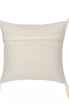 Mezposh Rasta Natural Cotton Self Design Tasselled Cushion Cover (12"X12")