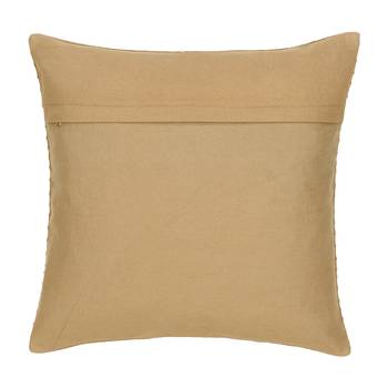 Mezposh Dazzle Beige Cotton Handloom Striped Embellished Cushion Cover (16"x16") 2
