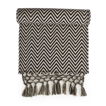 Mezposh Acoustic Black & Beige Polycotton Jacquard 4 Seater Chevron Table Runner with Tassels  (140x40 cm) 2