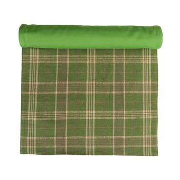 Mezposh Maverick Green & Brown Polycotton Canvas 6 Seater Checked Table Runner with Textured (180x40 cm) 2