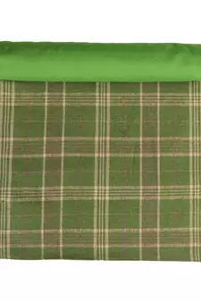 Mezposh Maverick Green & Brown Polycotton Canvas 6 Seater Checked Table Runner with Textured (180x40 cm)