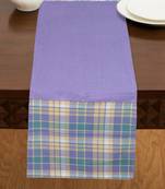 Mezposh Maverick Purple & Yellow Polycotton Canvas 6 Seater Checked Table Runner with Textured (180x40 cm)