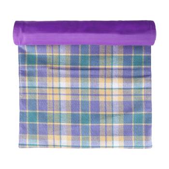 Mezposh Maverick Purple & Yellow Polycotton Canvas 6 Seater Checked Table Runner with Textured (180x40 cm) 2