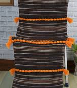 Mezposh Motley Brown & Rust Cotton Velvet Self Design Tasselled Cushion Cover (16"x16") (Set of 2)