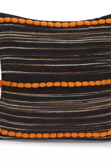 Mezposh Motley Brown & Rust Cotton Velvet Self Design Tasselled Cushion Cover (16"x16") (Set of 2)