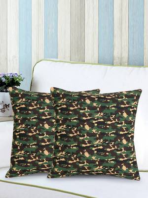 Mezposh Nomad Multi Cotton Canvas Camouflage Print Cushion Cover (16"x16") (Set of 2) 1