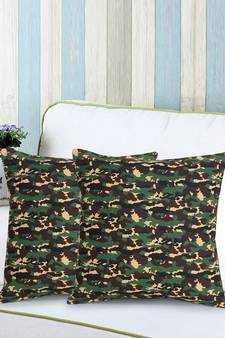 Mezposh Nomad Multi Cotton Canvas Camouflage Print Cushion Cover (16"x16") (Set of 2)