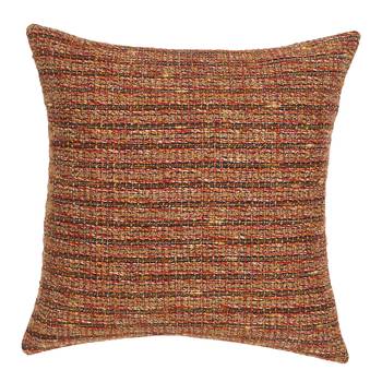Mezposh Motley Rust & Orange Wool Acrylic Striped Textured Cushion Cover (16"x16") (Set of 2) 2