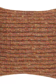 Mezposh Motley Rust & Orange Wool Acrylic Striped Textured Cushion Cover (16"x16") (Set of 2)