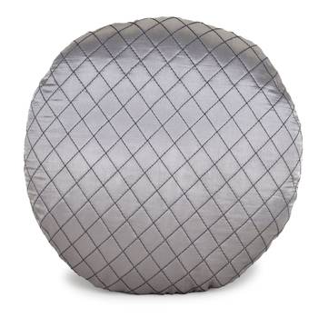 Mezposh Rasta Grey Satin (Polyester) Checked Quilted Cushion Cover (12") (Set of 2) 2