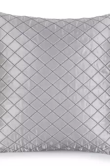 Mezposh Rasta Grey Satin (Polyester) Checked Quilted Cushion Cover (16"X16") (Set of 2)
