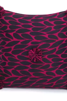 Mezposh Nomad Pink & Black Polyester Jacquard Quirky Pompom Cushion Cover (16"x16") (Set of 2)