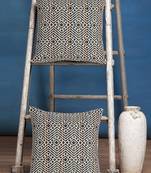 Mezposh Acoustic Natural & Multi Cotton Jacquard Textured Cushion Cover (16"x16") (Set of 2)