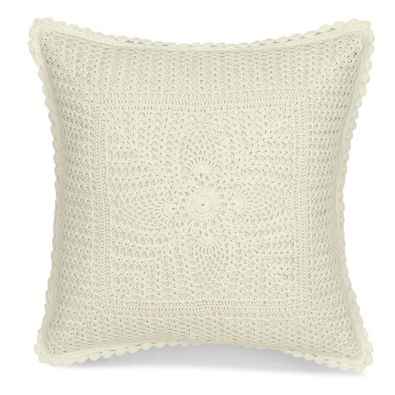 Mezposh Cohort OffWhite Cotton Self Design TexturedHand made Croatia Cushion Cover (16"x16") (Set of 2)