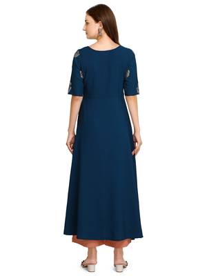 Blue printed crepe kurtas-and-kurtis 2