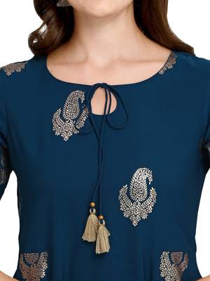 Blue printed crepe kurtas-and-kurtis 4