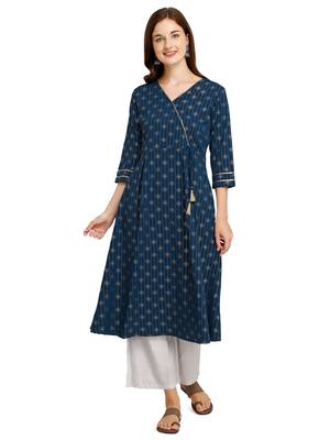 Blue printed crepe kurtas-and-kurtis 1