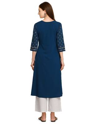 Blue printed crepe kurtas-and-kurtis 2