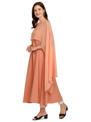 Peach printed crepe kurtas-and-kurtis 3