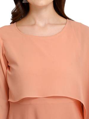 Peach printed crepe kurtas-and-kurtis 4