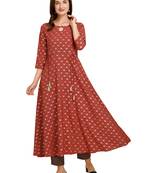 Red printed crepe kurtas-and-kurtis