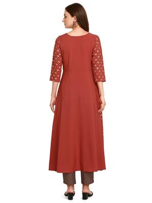 Red printed crepe kurtas-and-kurtis 2