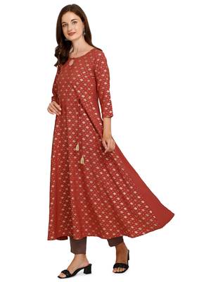 Red printed crepe kurtas-and-kurtis 3