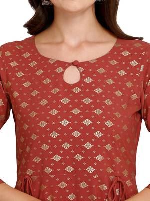 Red printed crepe kurtas-and-kurtis 4