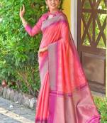 Wine woven tissue saree with blouse