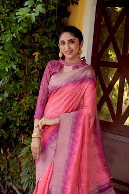 Wine woven tissue saree with blouse 2