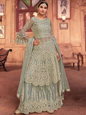 Grey embroidered net salwar 1