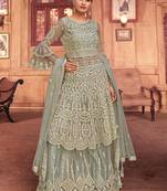 Grey embroidered net salwar