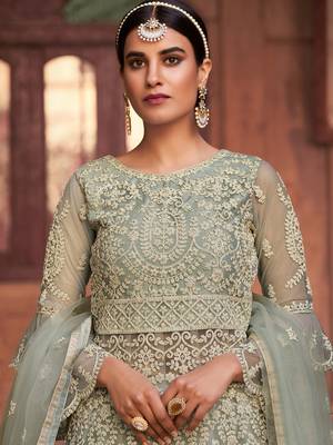 Grey embroidered net salwar 2