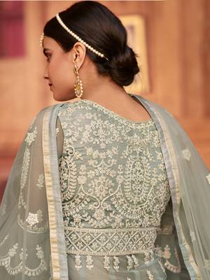 Grey embroidered net salwar 3