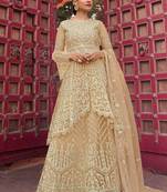 Beige embroidered net salwar
