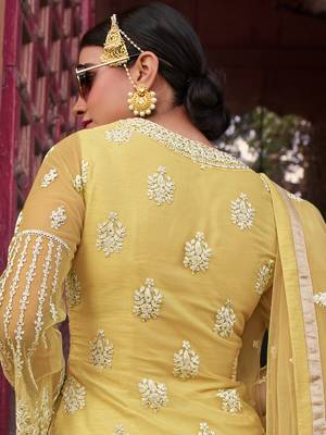 Yellow embroidered net salwar 3