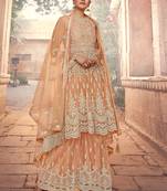 Peach embroidered net salwar