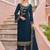 Navy blue embroidered georgette salwar