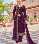 Purple embroidered georgette salwar