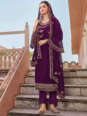 Purple embroidered georgette salwar 2