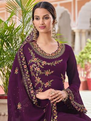 Purple embroidered georgette salwar 3